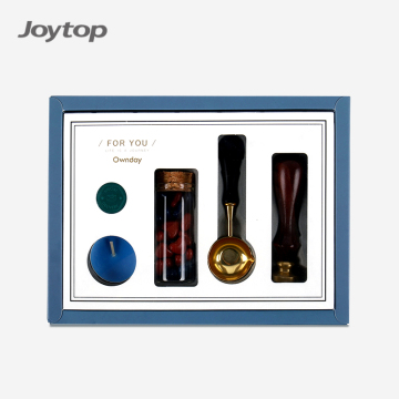 Ownday Custom Logo Solid Brass Letter Wax Sealing Beads Stamp Wooden Handle Box Set