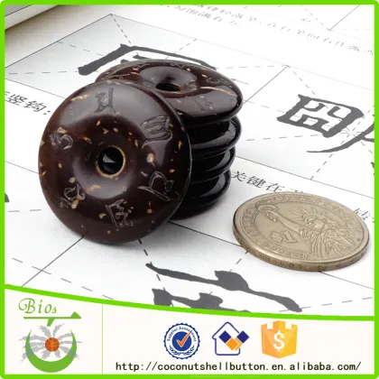 30mm natural coconut shell buddha mantra donut pendant