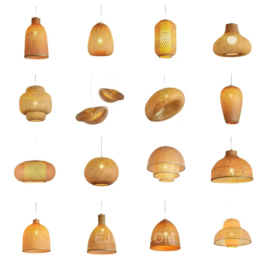 Handcrafted Wholesale Basket Bamboo Pendant Light and Rattan Chandelier with Woven Shades for Home Décor