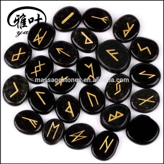 Semi precious stone Reiki Healing Pocket palm stone Rune set