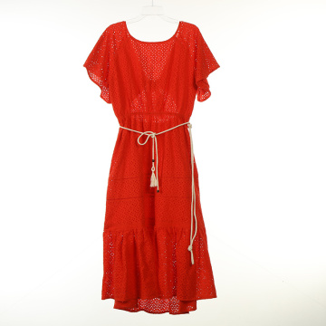 Cotton Long Dress with Belt