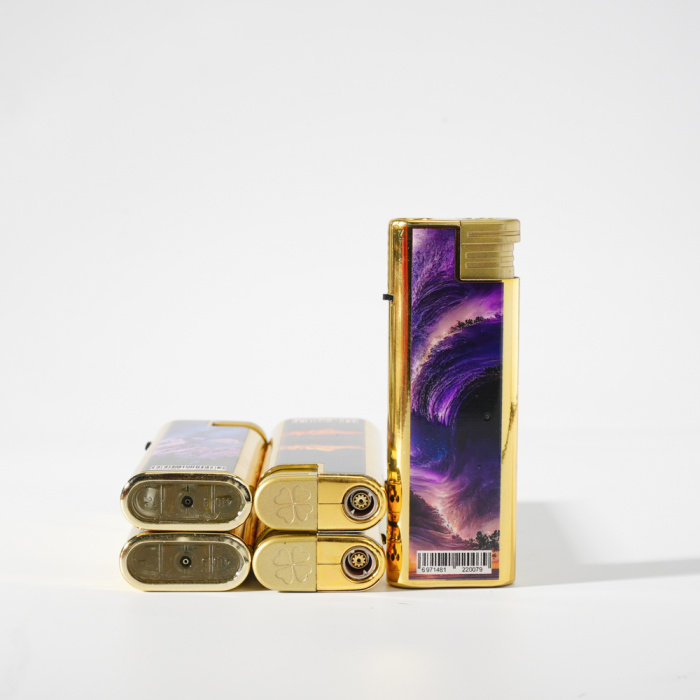 Jet Flame Огромный ультрафиолетовый металлический крышка пьезо зажигалка