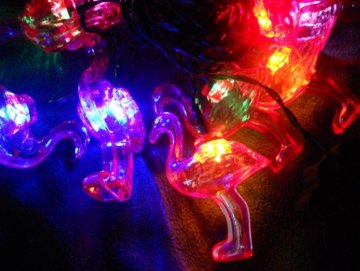 free shipping Colorful solar christmas light 10 Flamingo Led +4.5M lenght Cable using for christmas,festival decoration