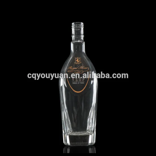 Luxury looking flint glass empty brandy bottle 700ml for sale