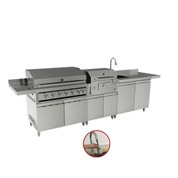 New Design 304 Stainless Steel Grill Cooking BBQ Island Outdoor Kitchen with Watertap