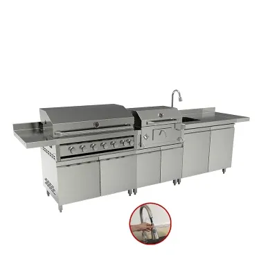 New Design 304 Stainless Steel Grill Cooking BBQ Island Outdoor Kitchen with Watertap