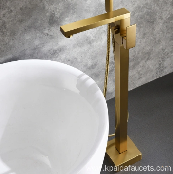 Elevate Your Bathroom Aesthetics with Brushed Gold Floor Freestanding Bathtub Faucets