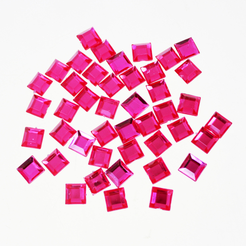 Pink 15mm Stiker berlian imitasi Square Besar