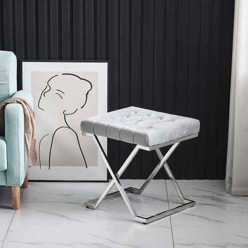 Banqueta moderna de veludo com design chique