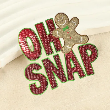 Holly Jolly Christmas Glitter Sequin Letters Iron-on Patches