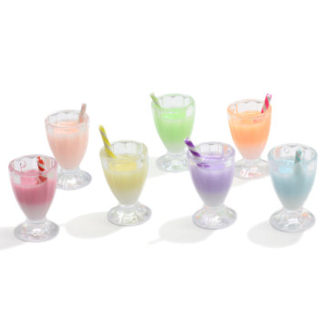 100PCS Colorful Dollhouse Miniature 3D Resin Milk Tea Juice Cup Plays Resin Craft Charms For Diy Craft Making