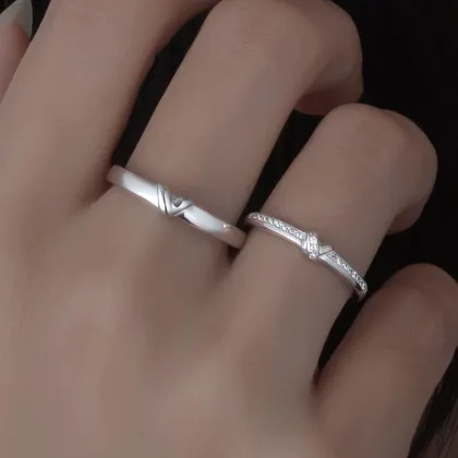 925 Sterling Silver Love Knot Promise Ring - Fashionable Men's and Women's Band Jewelry