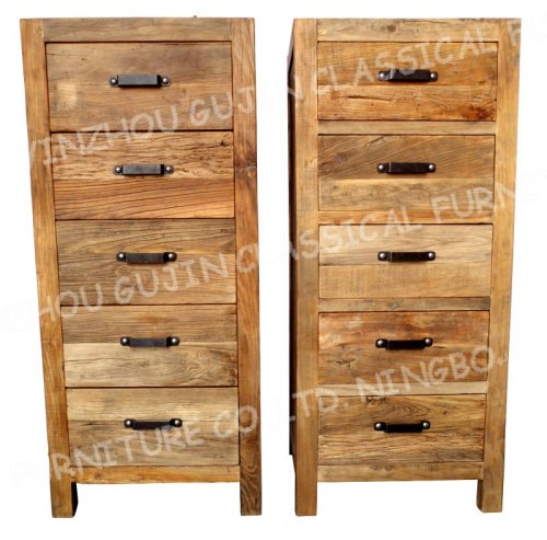 vintage reclaimed wood 5 drawer chest of drawers