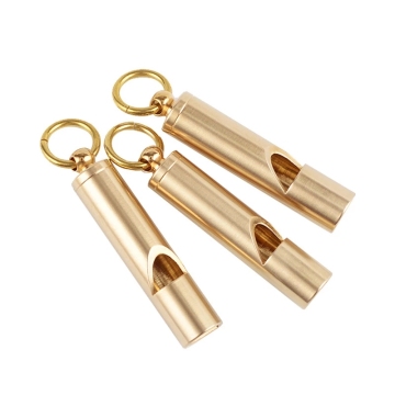 EDC Classic Brass Whistle Gold Pure Copper Metal Keychain for Outdoor Camping and Sports