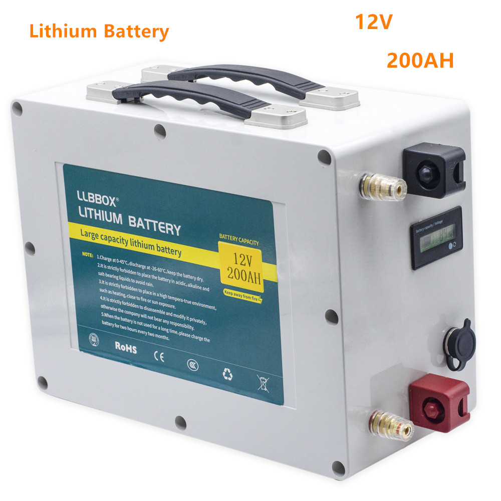 12V 200AH lithium battery pack 12v lithium ion battery 200ah batteries with 20A charger for electric motor,RV, boat,backup power