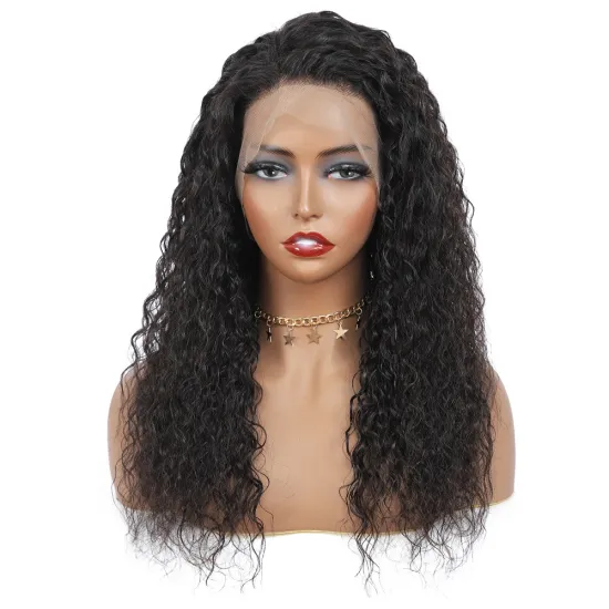 Top Quality Brazilian Human Hair Lace Front Wig,Natural Dream Custom Lace Wig,Natural Color Black water wave Wig