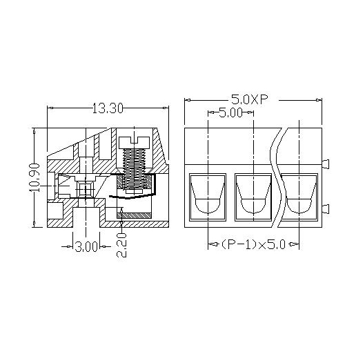 AT332-5.0XXX-A PCB Screw Terminal Block 