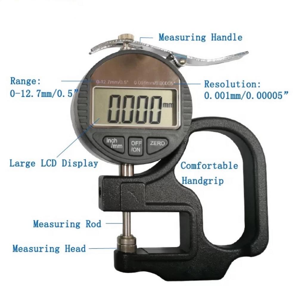 Thickness Meter Precise Electronic Micrometer with LCD Display