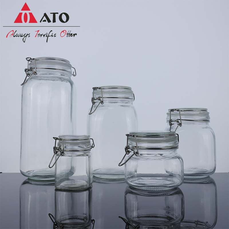 Wide mouth air tight glass jar with clip