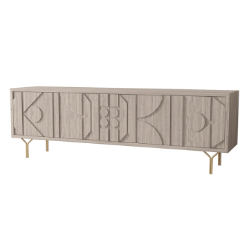 MRS WOODS: 75 Inch Oak Solid Wooden TV Stand - A Nordic Modern Luxury Addition to Your Living Room