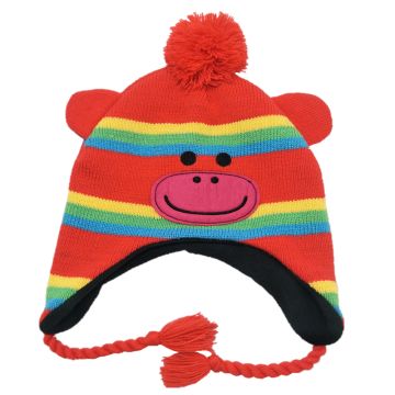 2019 new fashion acrylic lovely custom logo knitted hat for kids