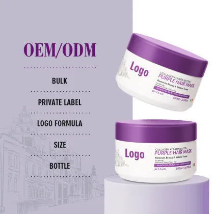 OEM ODM Private Label Purple Hair Mask 500ml Herbal Formula for Damaged Hair