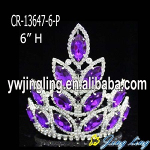 6" Purple Rhinestone Pageant Crown Princess Girl