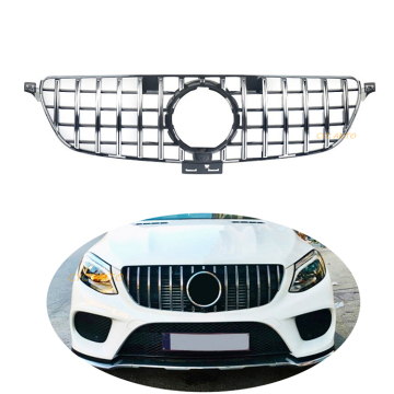 Grilla paraurti anteriore ABS Black Silver Black GT Panamericana con foro della telecamera per Mercedes Benz GLE Classe W166 SUV 2016-2018