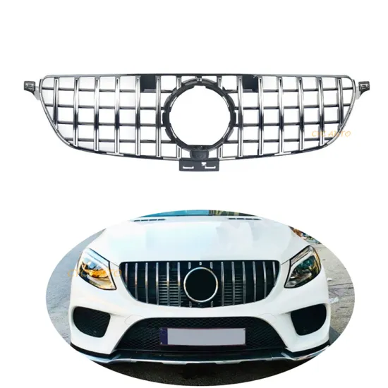Silver Black ABS GT Panamericana Front Bumper Grille with Camera Hole for Mercedes Benz GLE CLASS W166 SUV 2016-2018
