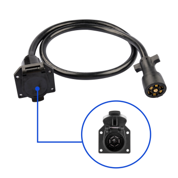 7-Way Trailer Plug Socket Extension Cable - 7-Pin Male to Female 1ft (12 inches)