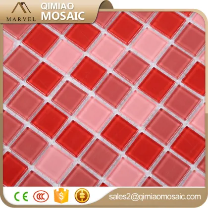 Happy Colorful Red Glass Square Wall Floor Bathroom Tiles Mosaic Round