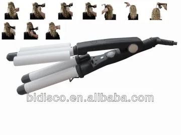 Dual voltage Aluminium gold plating triple barrel wave iron/curling iron