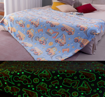 Cartoon construction truck glow blanket