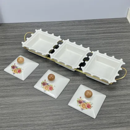 Luxury Dried Fruit Snack Bowl with Iron Frame