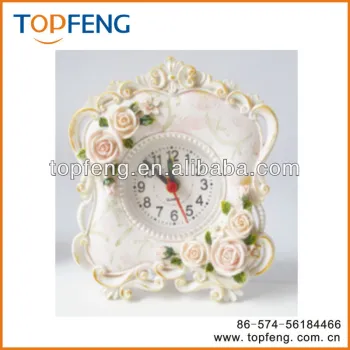 Petite Floral Alarm Clock Fashion vintage home rustic alarm clock rose small alarm clock furnishings carved resin table clock