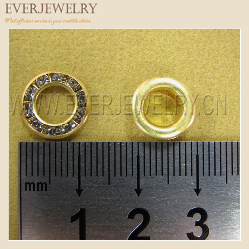 12mm Round Metal Brass Eyelet com Crystal Rhinestone