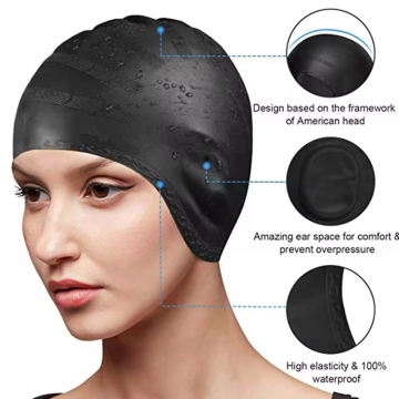 Waterproof Silicone Swimming Cap for Long Hair - Unisex Ear Protection Swim Cap