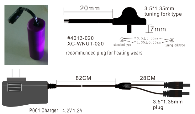 AC105 heated insole battery