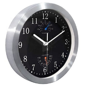 Modern 10 Inch Sweep Silver Aluminum Frame Glass Cover Wall Clock - Decorative