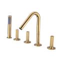 European Classic Deck Mount 5 Loch Antik Wasserhahn Messing Golden Badewanne Wasserhähne mit Duschspray