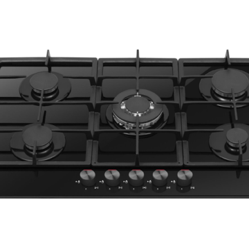 90 Gas Cooker 5 Burner in Tempered Glass