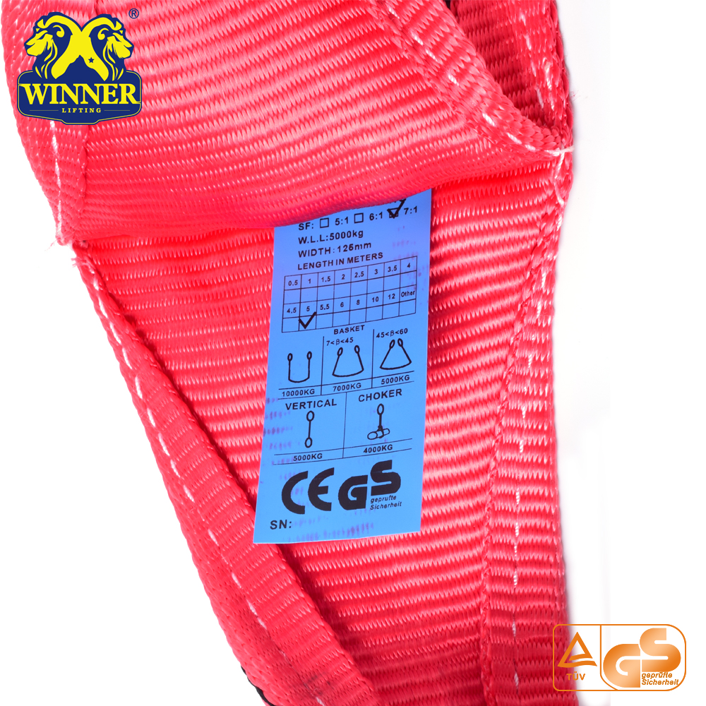 High Quality 1-12T Eye And Eye Lifting Polyester Webbing Slings