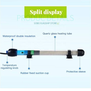 Calentador de acuario SOBO 25W-500W con taza de succión de sílice