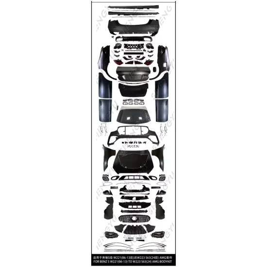 Complete Car Body Kit: Convert Benz W221 to W223 S63 Style Lamps and Body Parts