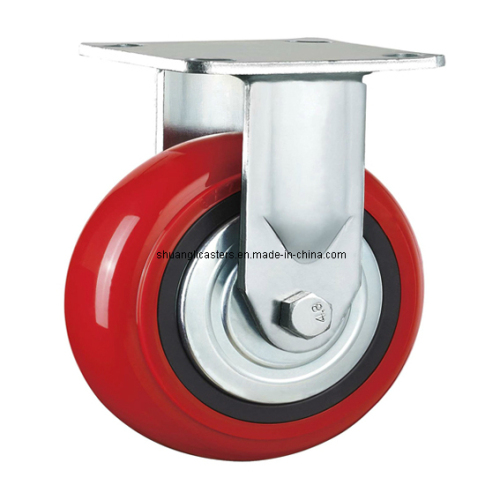 Heavy Duty Red PU Korean Rigid Caster Wheel