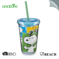 Double Wall Plastic Tumbler Dengan Straw And Tail