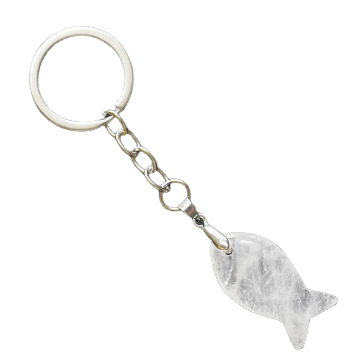 Natural Stone Fish Pendant Key Chain Gemstone Animal Key Ring Approx 20X38MM)