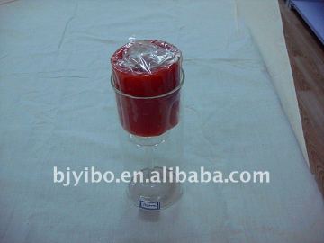 Long round clear glass candle holder