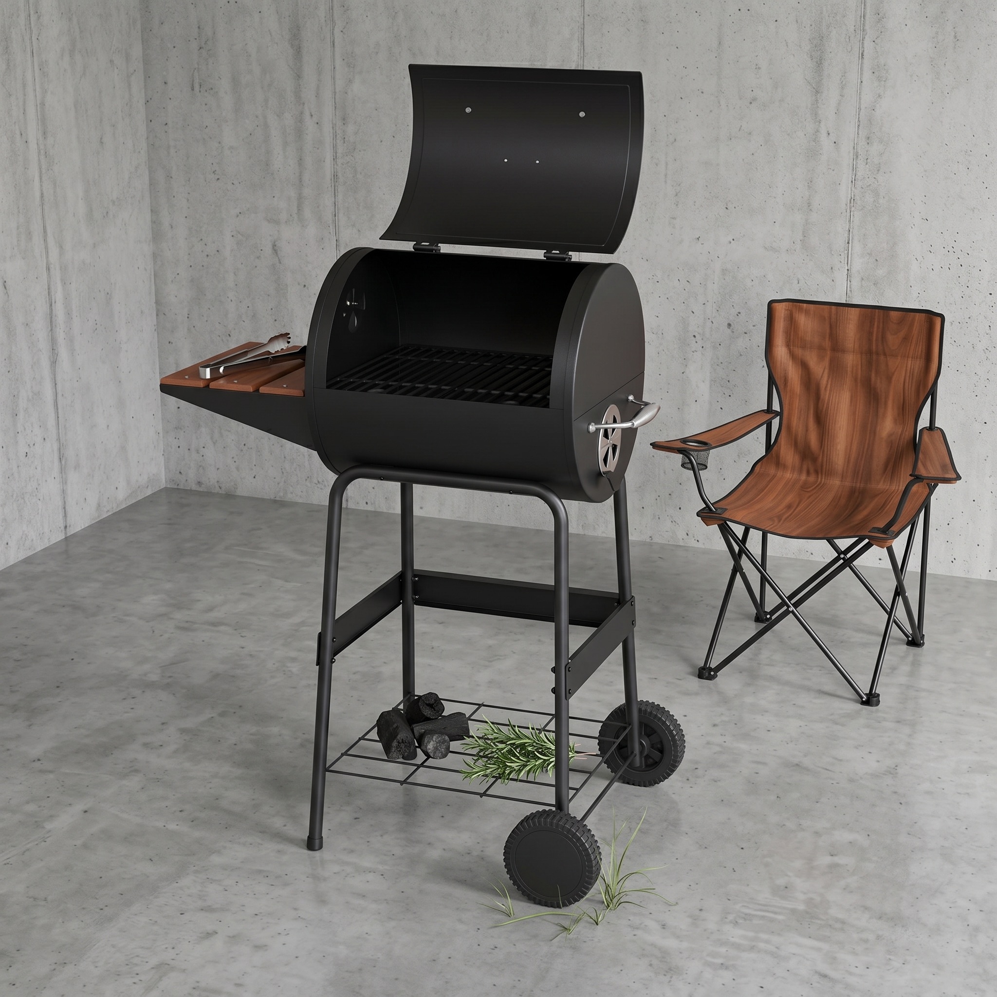covered charcoal grill