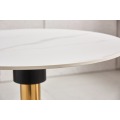 Mesa redonda moderna con base de metal de oro negro